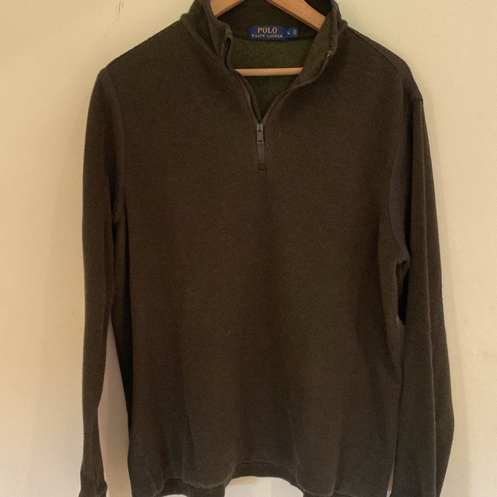 Polo Ralph Lauren men’s olive green pique knit 1/4 zip Sz L